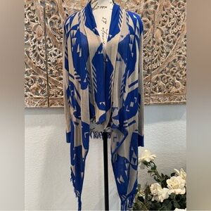 Say What? Blue and Beige Knit Cardigan